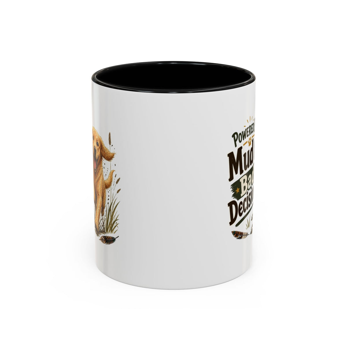 Funny Golden Retriever Mug - Powered By Mud & Bad Decisions, Muddy Dog Owner Gift, Gundog Lover Coffee Mug, 11oz