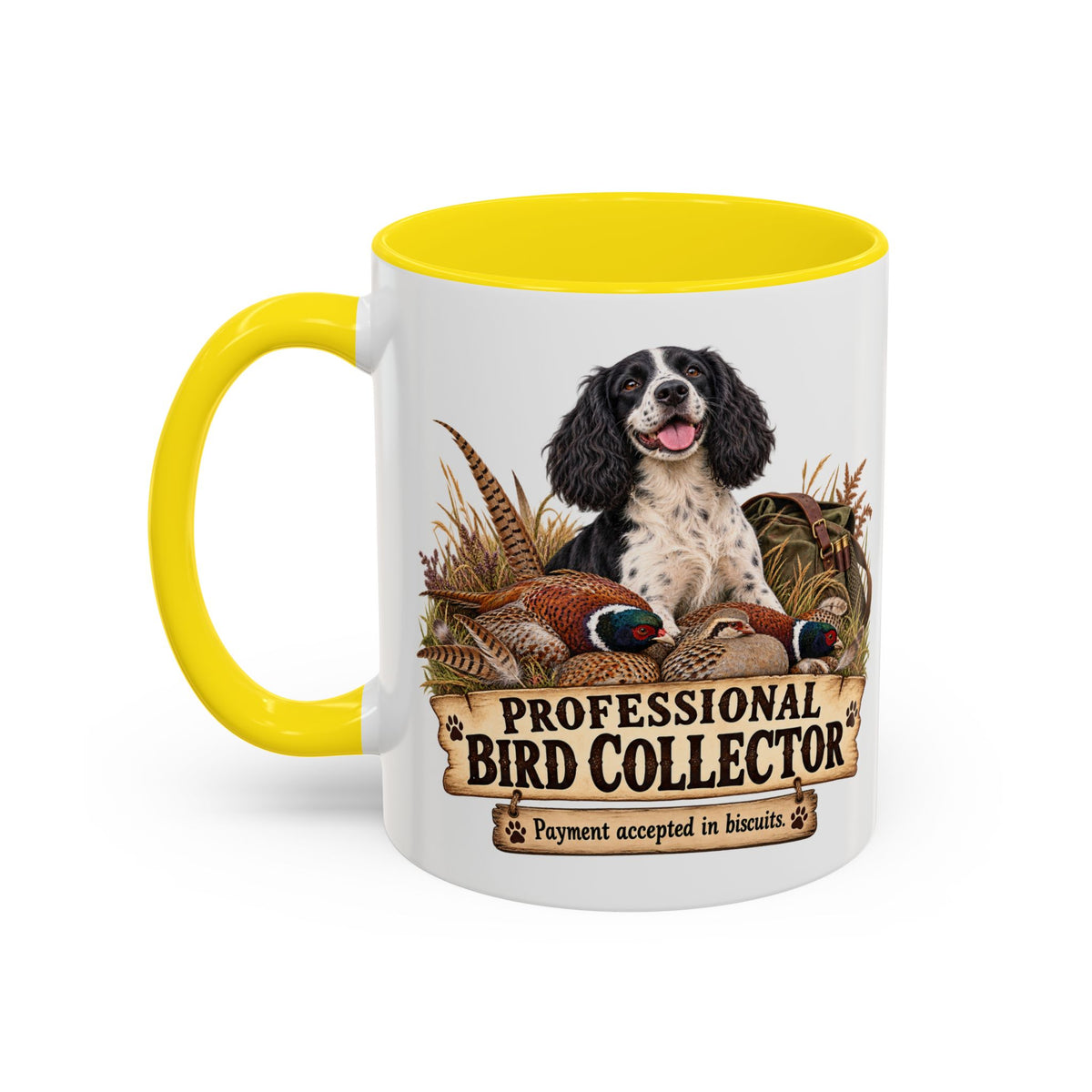 Funny Black and White Springer Spaniel Mug - Professional Bird Collector, Gundog Owner Gift, Shooting Dog Lover Coffee Mug, 11oz