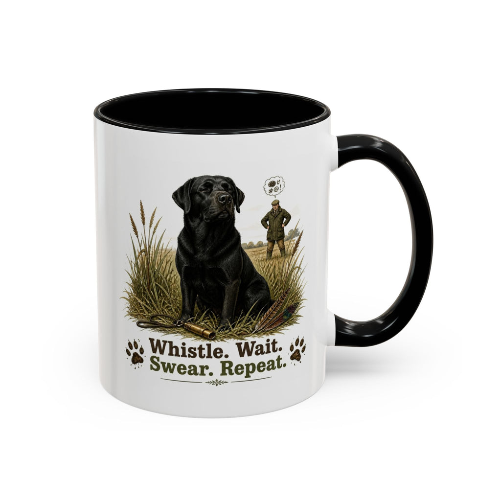 Funny Black Labrador Mug - Whistle. Wait. Swear. Repeat. Working Gun Dog Gift, Dog Training Mug, 11oz