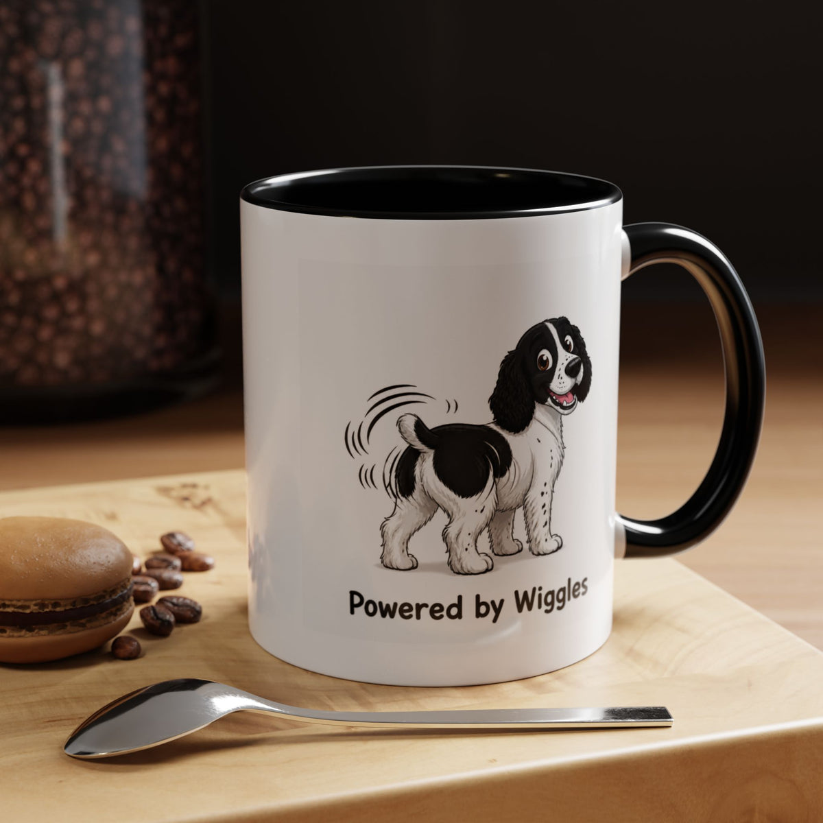 Powered by Wiggles Mug - Springer Spaniel - Black & White