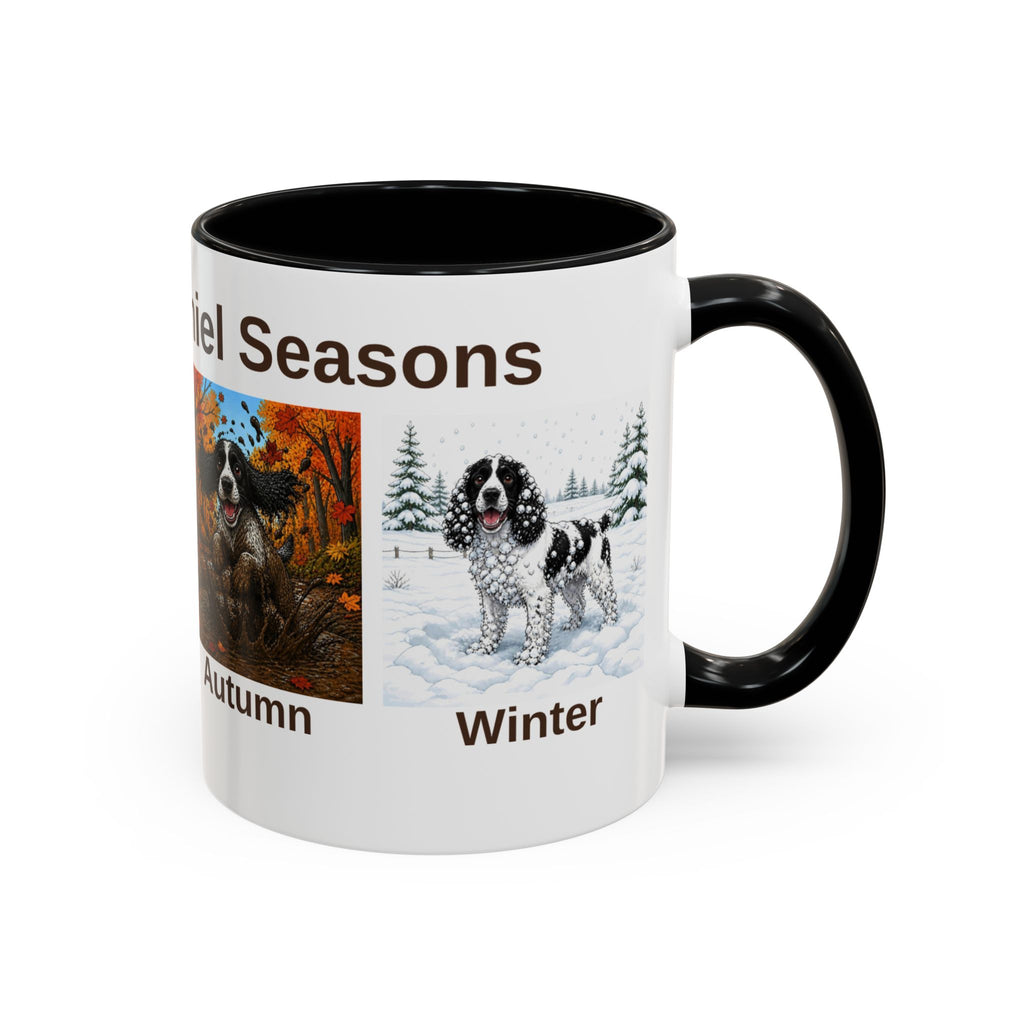 Four Spaniel Seasons Mug - Springer Spaniel - Black & White