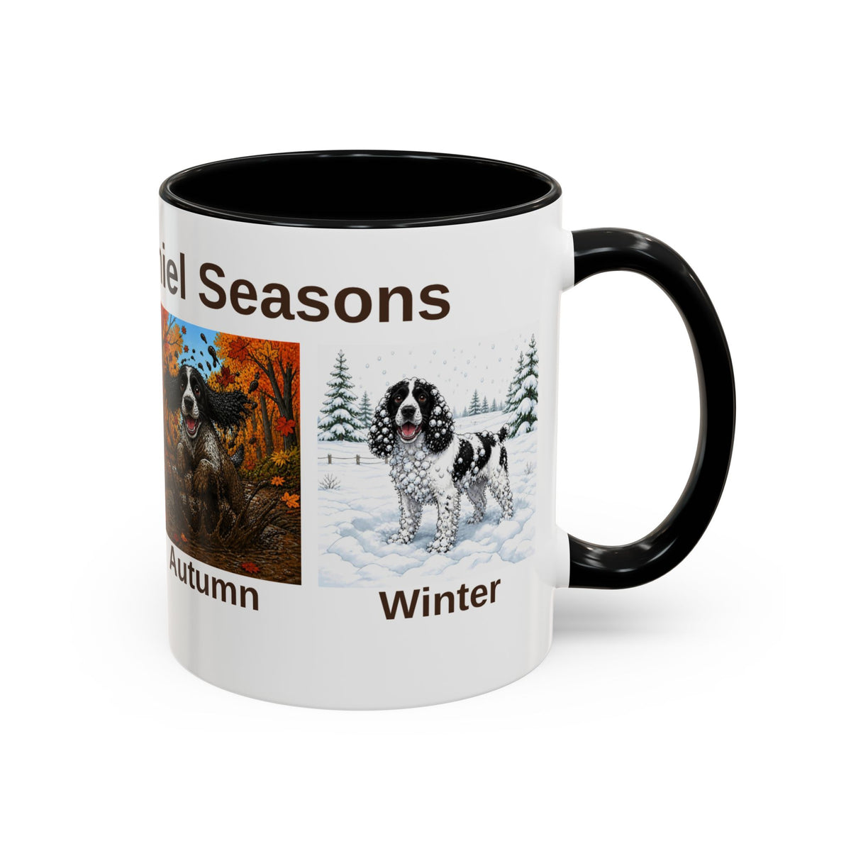 Four Spaniel Seasons Mug - Springer Spaniel - Black & White