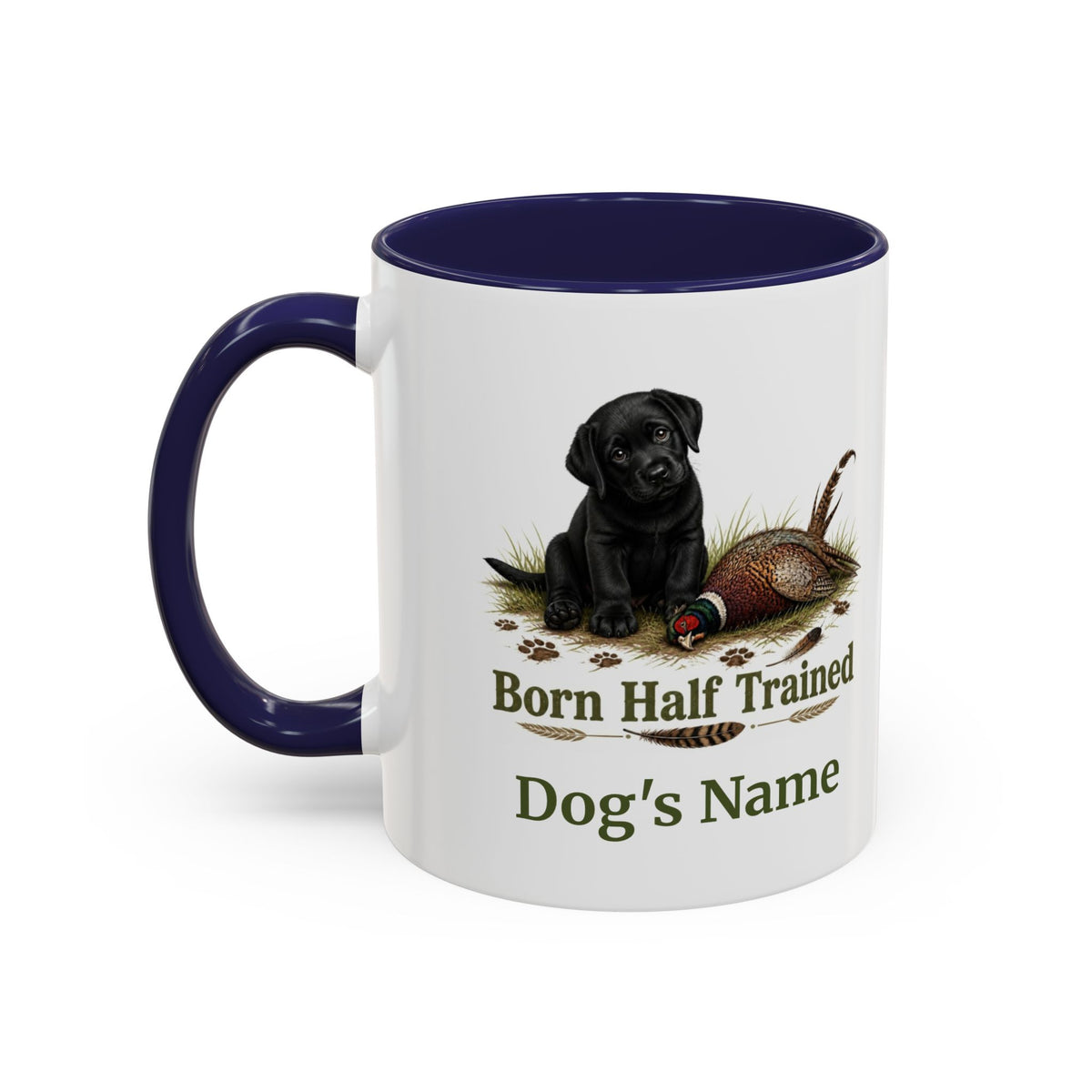Personalised Black Labrador Puppy Mug - Born Half Trained - Custom Dog Name, Pheasant Gun Dog Gift, 11oz