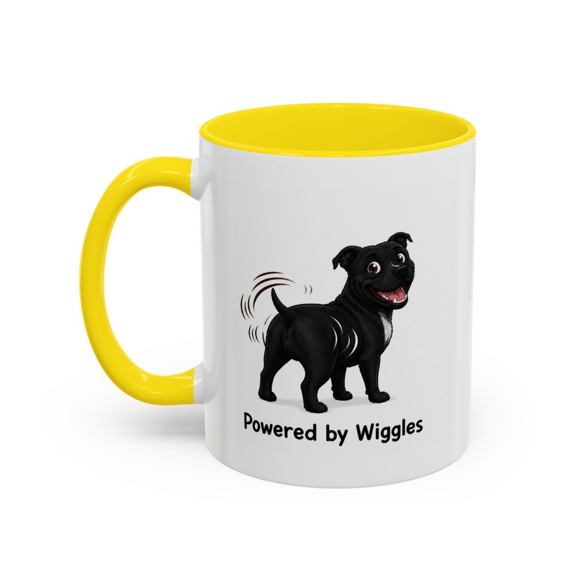 Powered by Wiggles Mug - Staffordshire Bull Terrier - Black