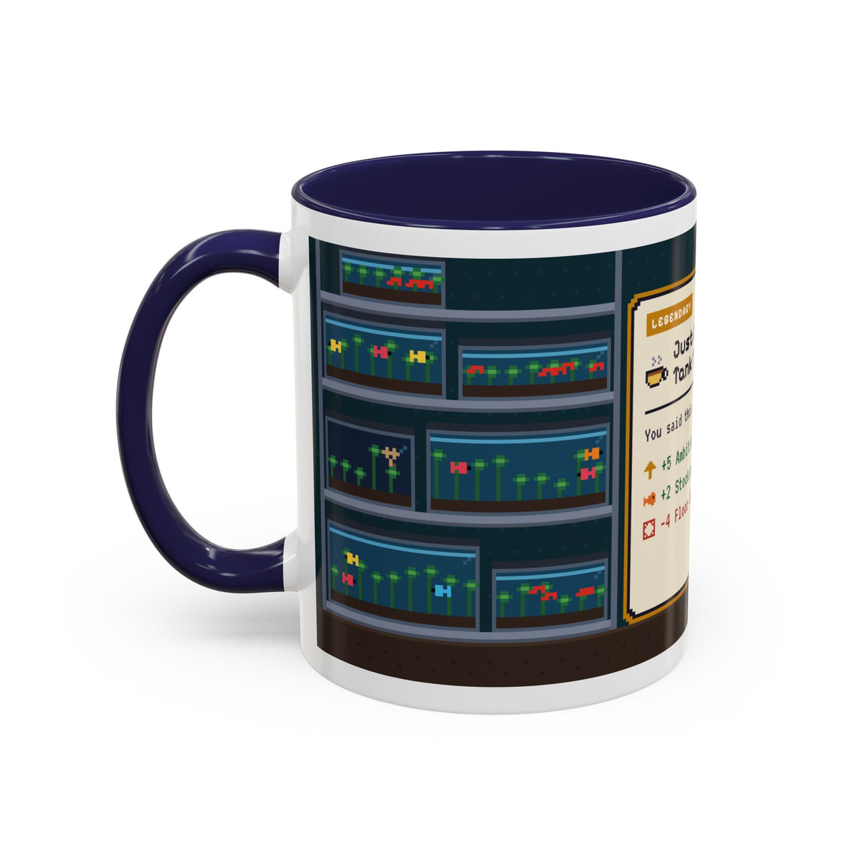 Just One More Tank Tea pixel art fishkeeper mug, 11oz ceramic – view 11