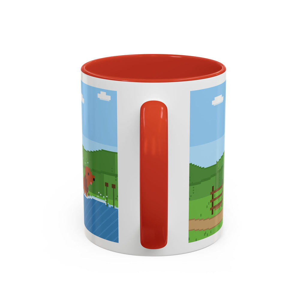 Spaniel Coffee pixel art mug with spaniel paddling in water – view 17