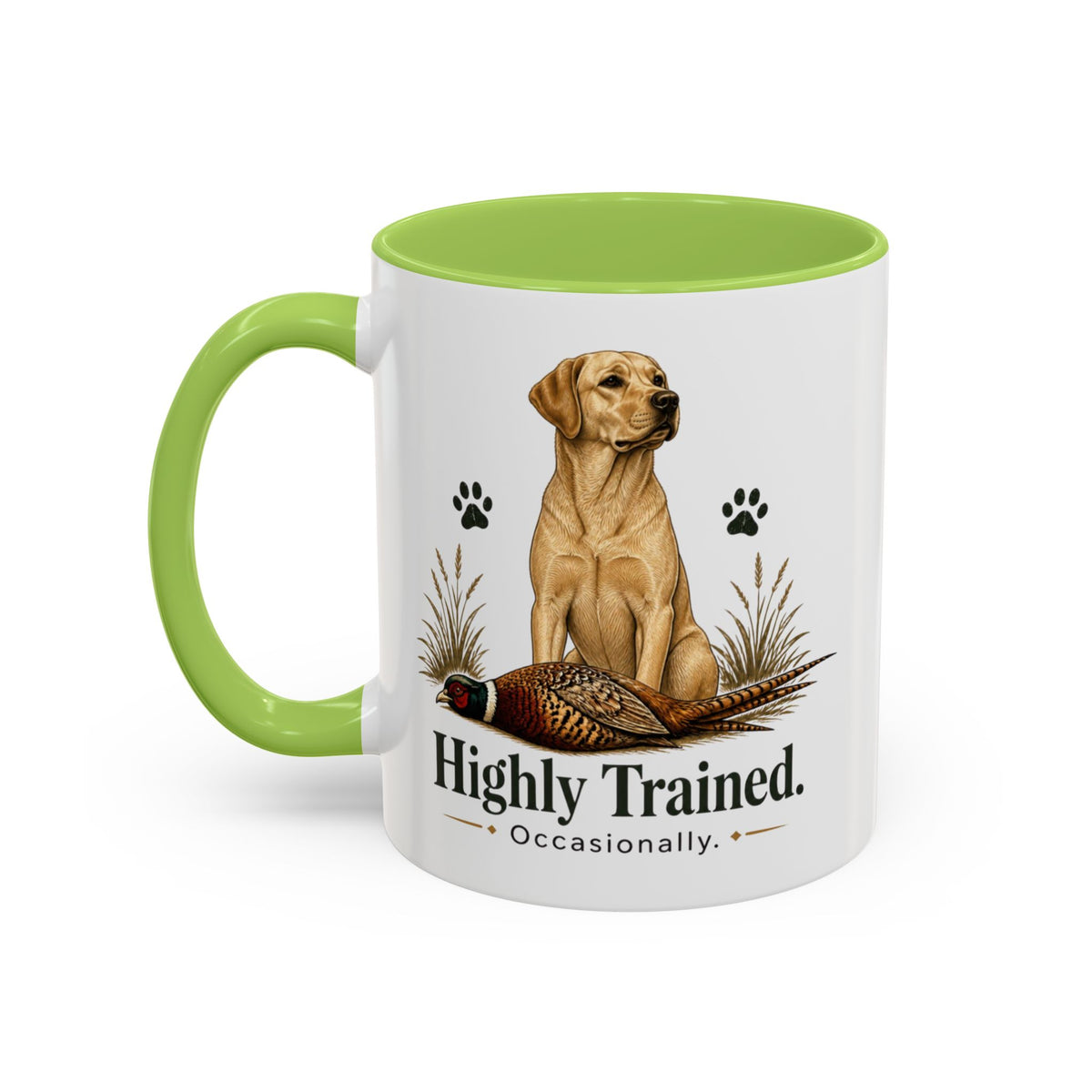 Funny Yellow Labrador Mug - Highly Trained Occasionally, Gundog Owner Gift, Shooting Dog Lover Coffee Mug, 11oz