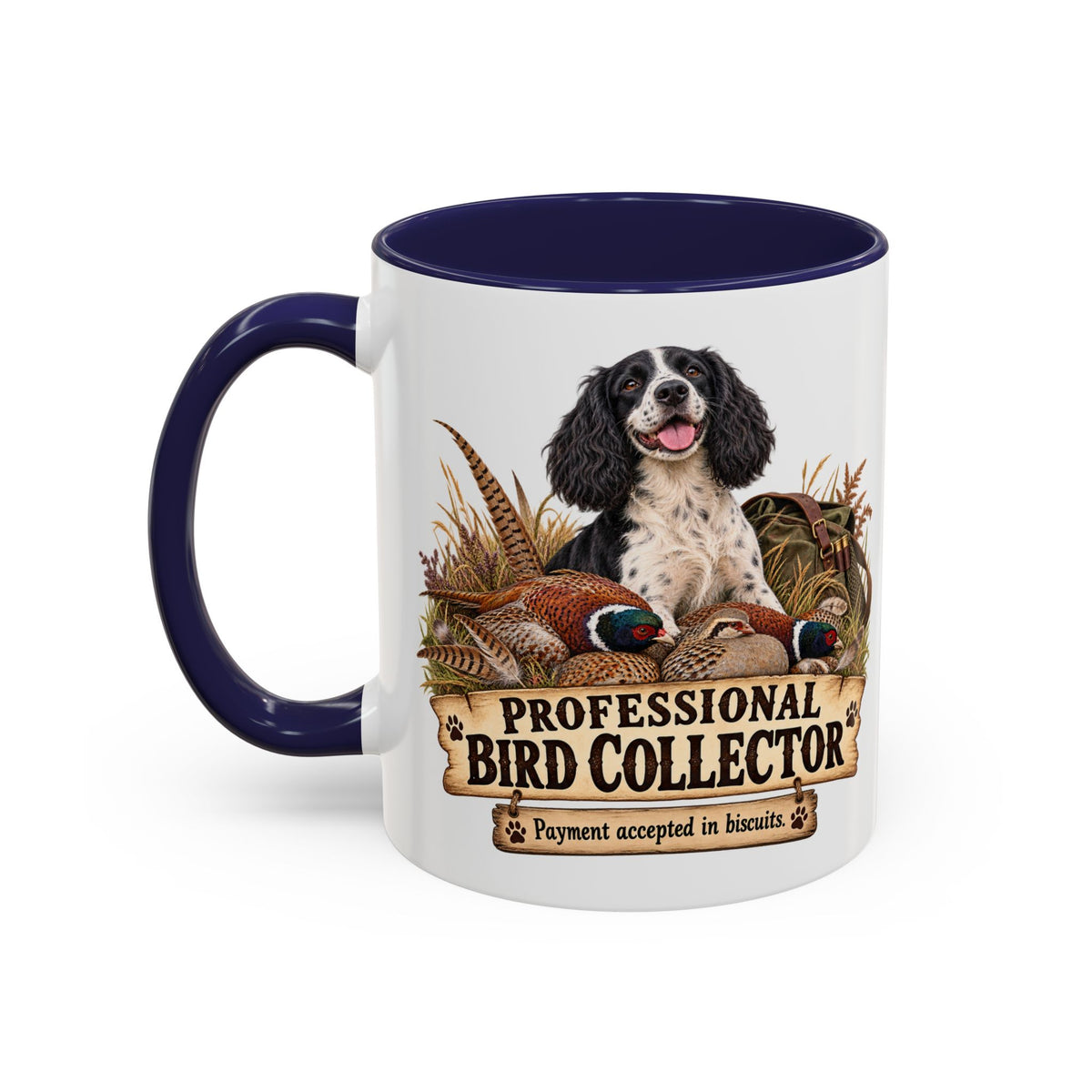 Funny Black and White Springer Spaniel Mug - Professional Bird Collector, Gundog Owner Gift, Shooting Dog Lover Coffee Mug, 11oz