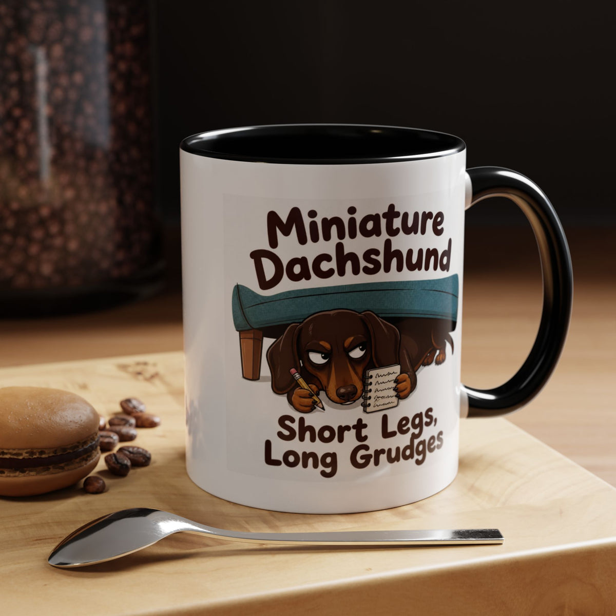 Short Legs Long Grudges Mug - Dachshund - Chocolate & Tan