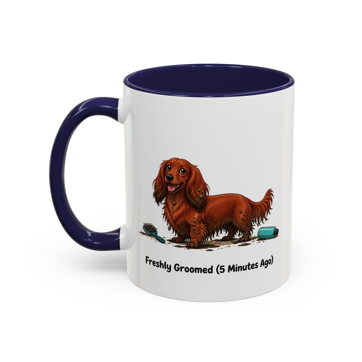 Freshly Groomed Mug - Mini Long Haired Dachshund - Red