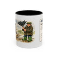 Rainy Walk Tea mug, man with black dog on a muddy rainy walk – view 1