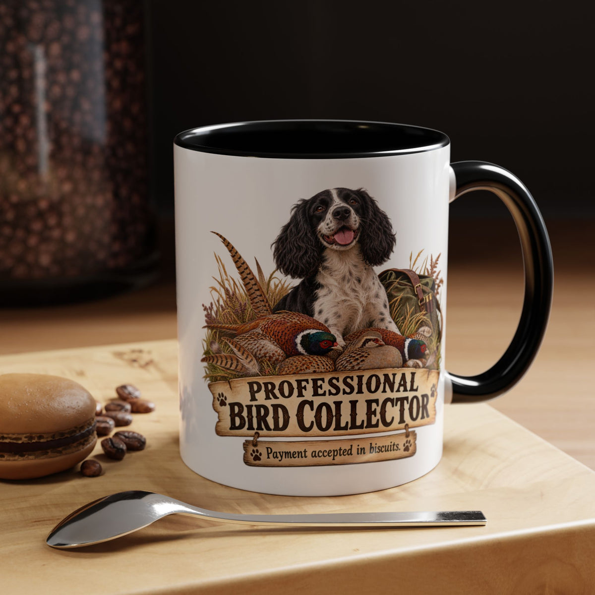 Funny Black and White Springer Spaniel Mug - Professional Bird Collector, Gundog Owner Gift, Shooting Dog Lover Coffee Mug, 11oz