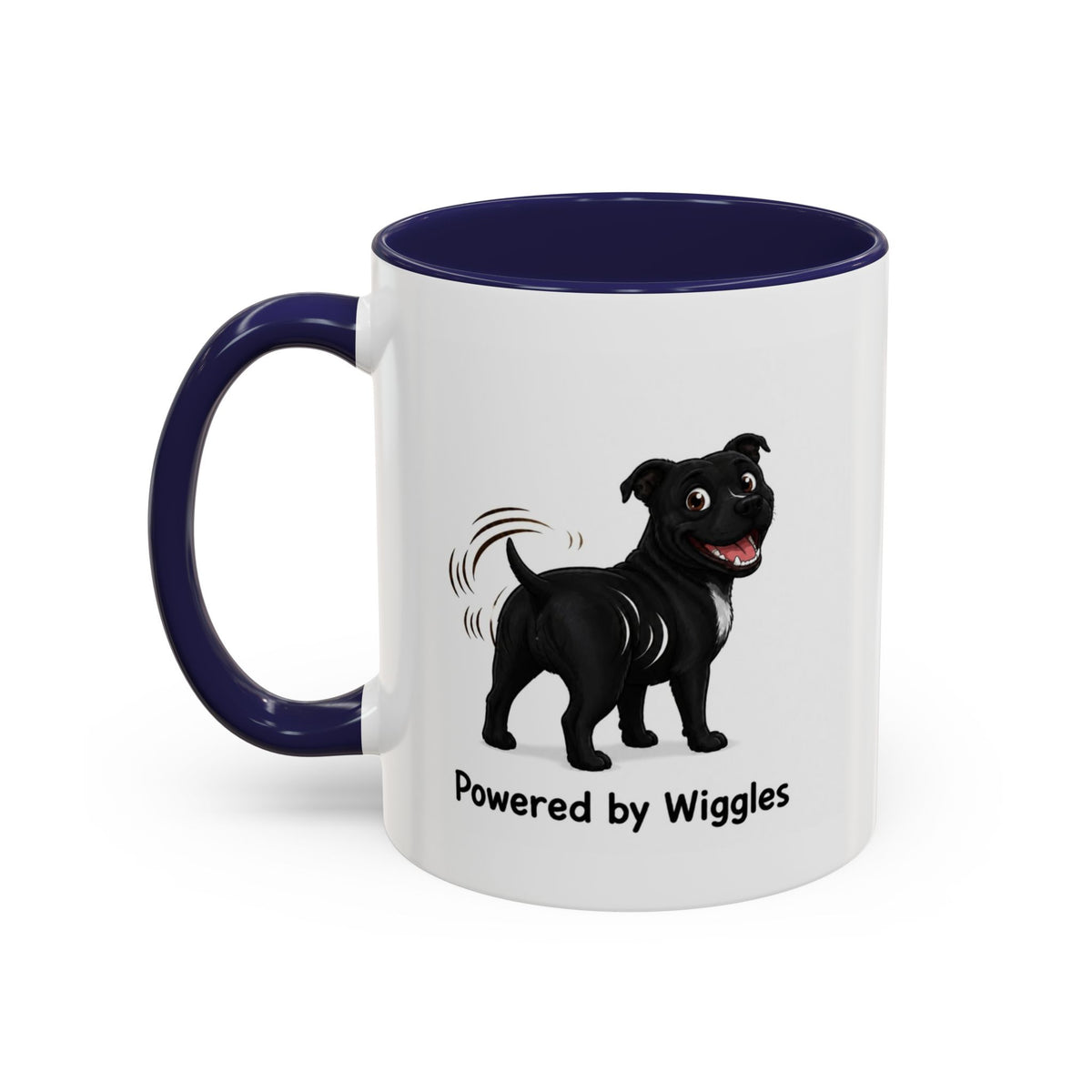 Powered by Wiggles Mug - Staffordshire Bull Terrier - Black