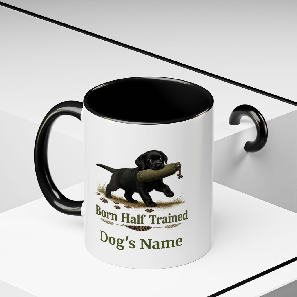 Personalised Black Labrador Puppy Mug - Born Half Trained - Custom Dog Name, Training Dummy Gun Dog Gift, 11oz