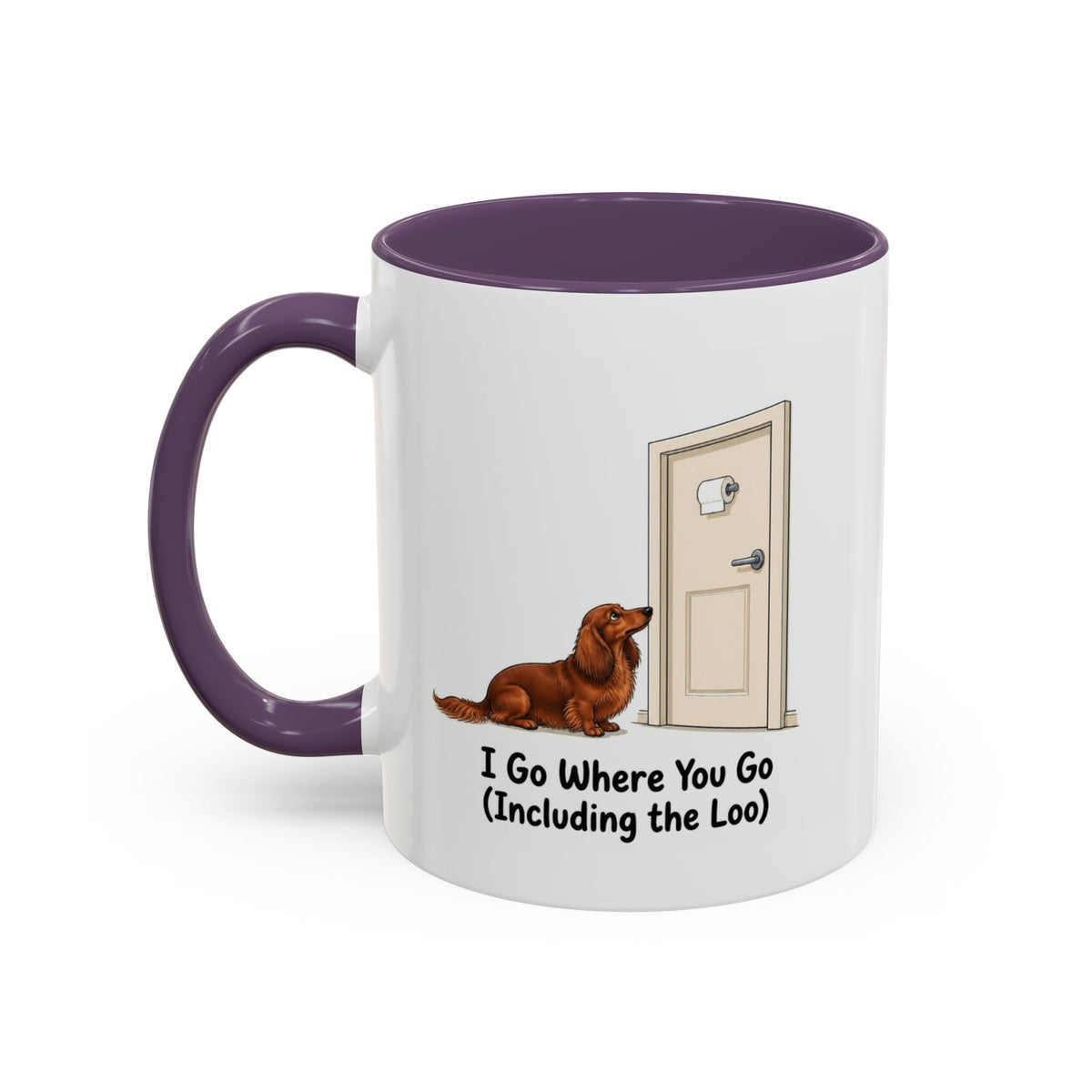 I Go Where You Go Mug - Mini Long Haired Dachshund - Red