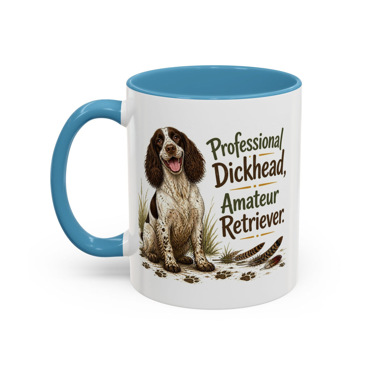 Funny Liver and White Springer Spaniel Mug - Professional Dickhead, Amateur Retriever, Working Gun Dog Gift, Pheasant Shooting Mug, 11oz