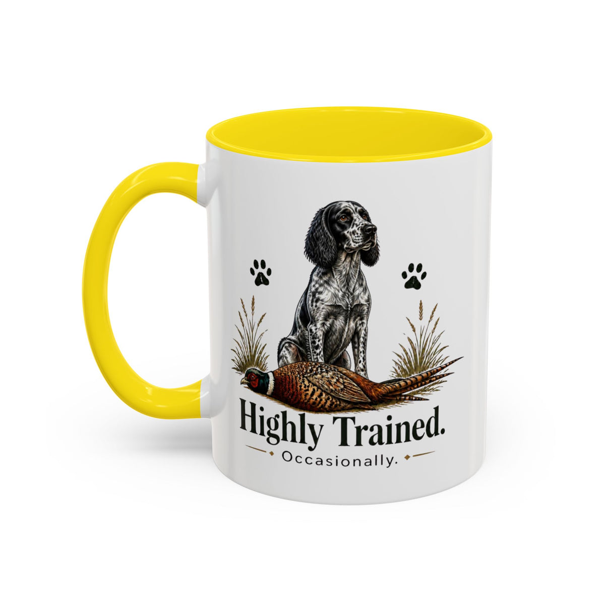 Funny Blue Roan Cocker Spaniel Mug - Highly Trained Occasionally, Gundog Owner Gift, Shooting Dog Lover Coffee Mug, 11oz