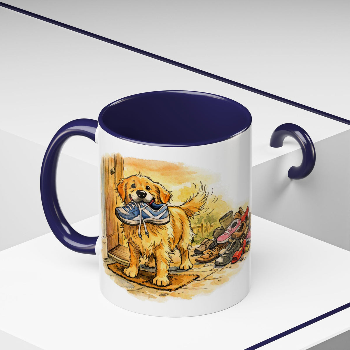 Funny golden retriever mug, dog with a stolen shoe – view 14