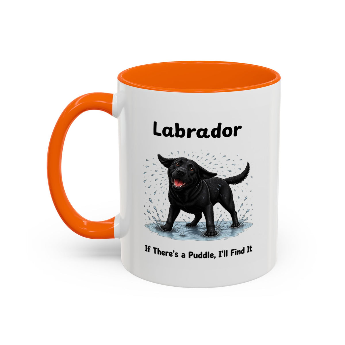 Personalised Black Labrador Mug - If There's a Puddle, I'll Find It - Custom Dog Name, Funny Wet Dog Gift, 11oz