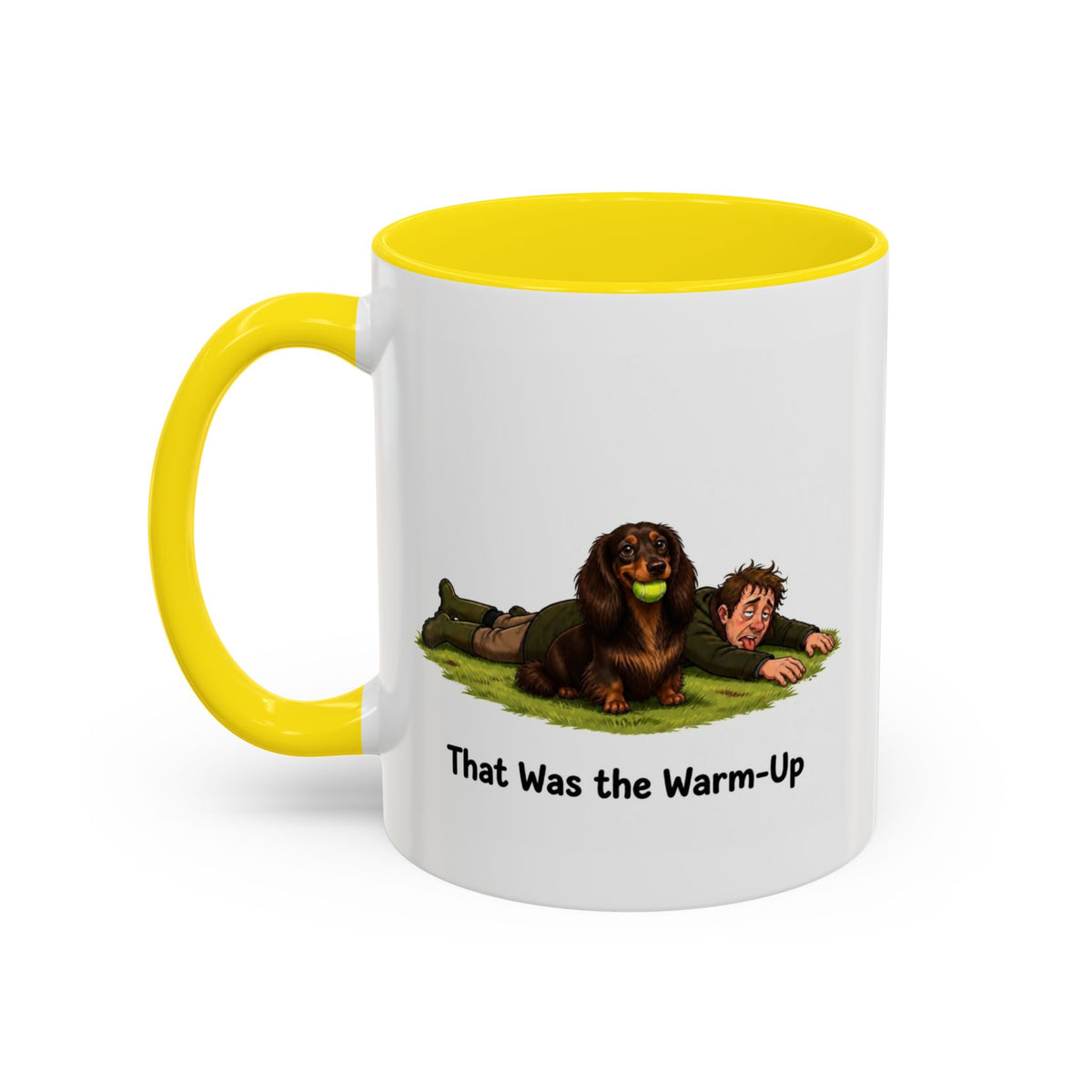 Warm-Up Mug - Mini Long Haired Dachshund - Chocolate & Tan - Man