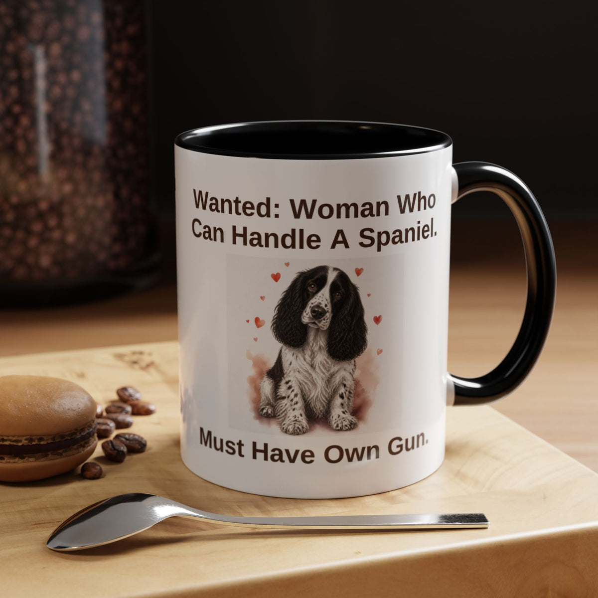 Wanted Mug - Springer Spaniel - Black & White - Woman