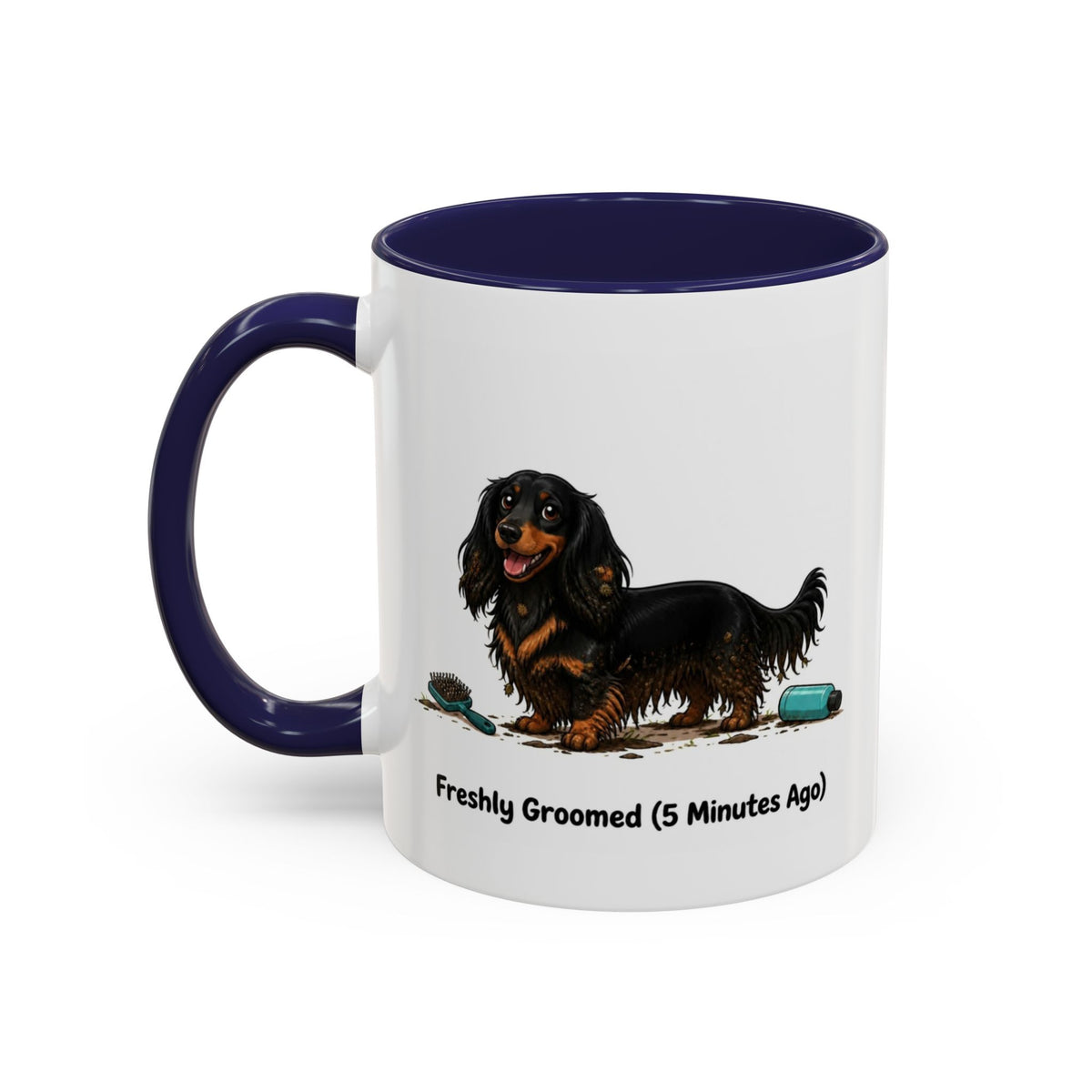 Freshly Groomed Mug - Mini Long Haired Dachshund - Black & Tan