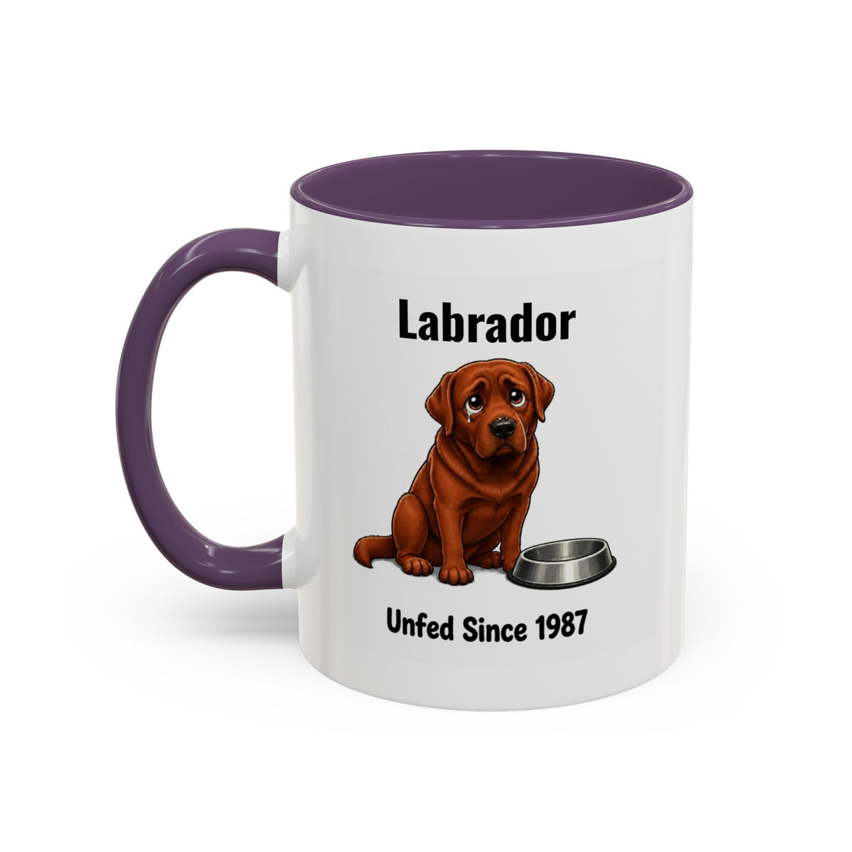 Personalised Fox Red Labrador Mug - Unfed Since 1987 - Custom Dog Name, Funny Greedy Lab Gift, 11oz