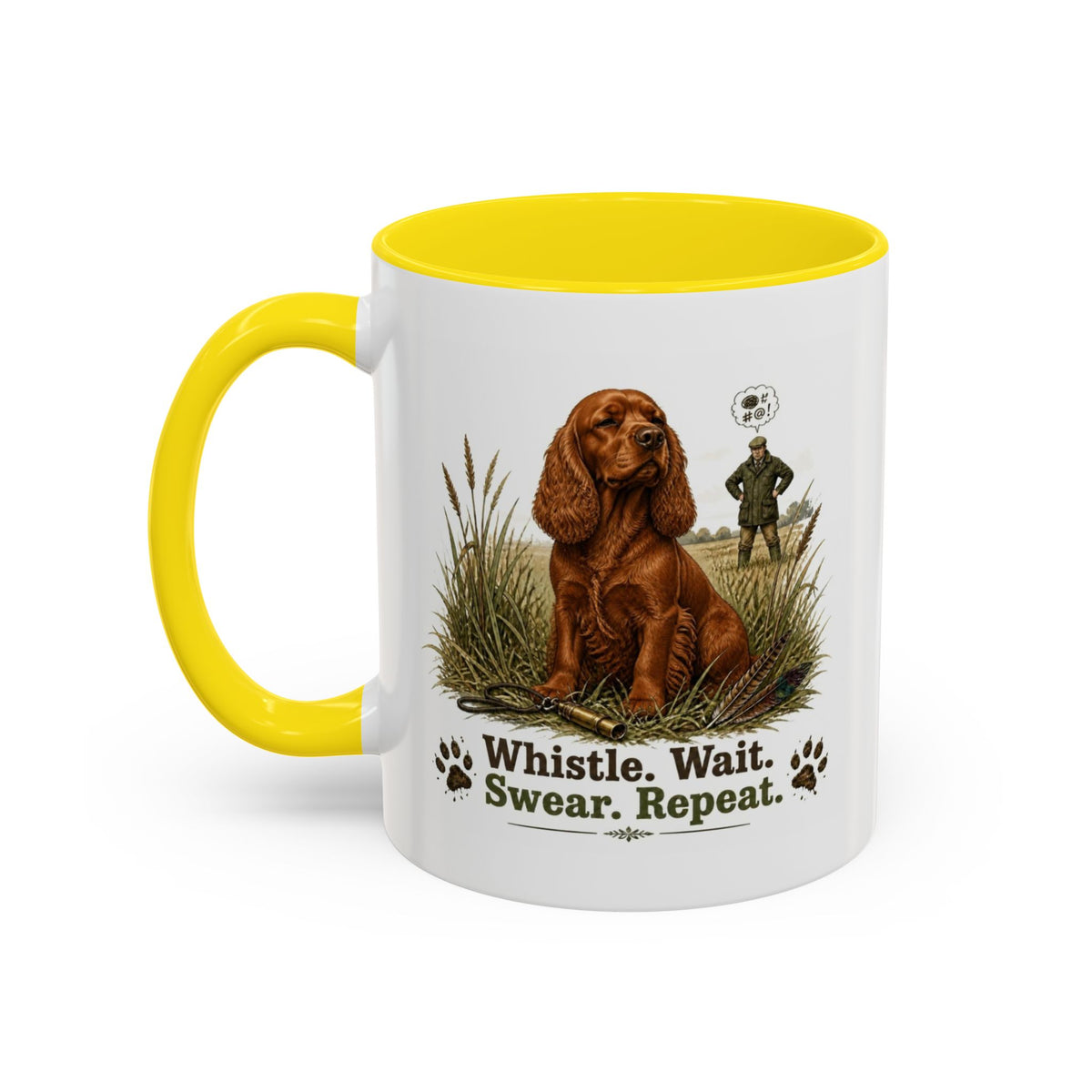 Funny Red Cocker Spaniel Mug - Whistle. Wait. Swear. Repeat. Working Gun Dog Gift, Dog Training Mug, 11oz