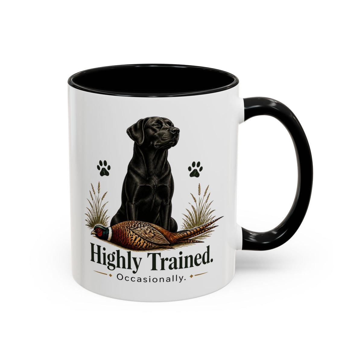 Funny Black Labrador Mug - Highly Trained Occasionally, Gundog Owner Gift, Shooting Dog Lover Coffee Mug, 11oz