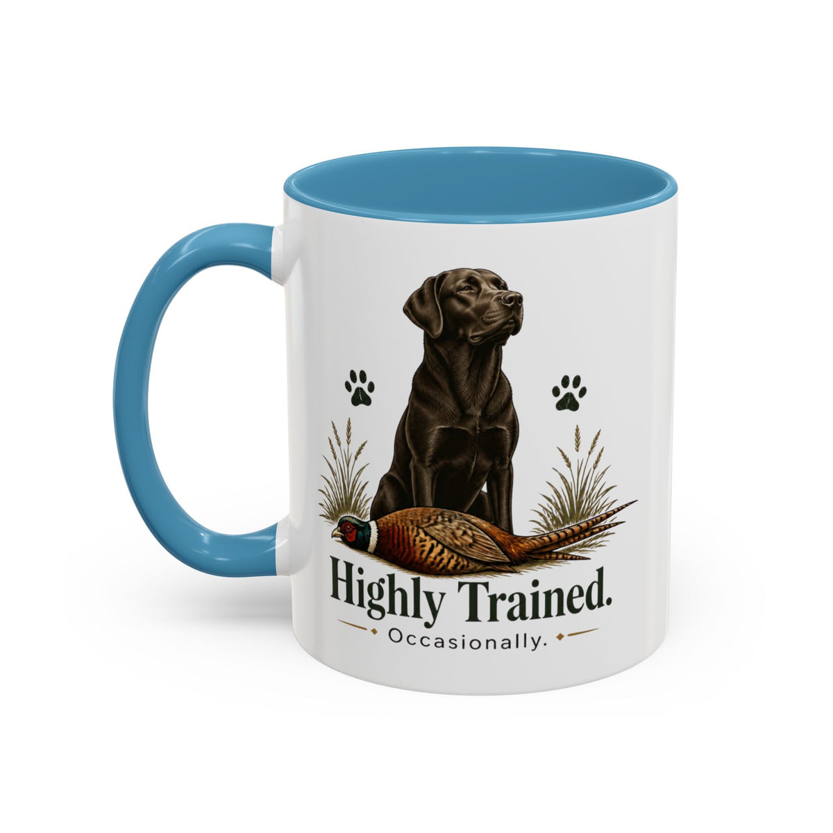 Funny Chocolate Labrador Mug - Highly Trained Occasionally, Gundog Owner Gift, Shooting Dog Lover Coffee Mug, 11oz