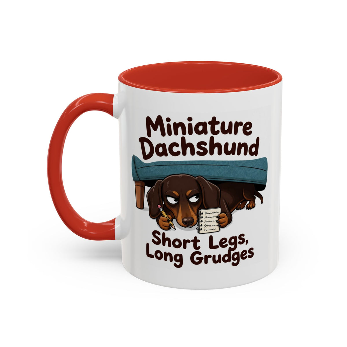 Short Legs Long Grudges Mug - Dachshund - Chocolate & Tan