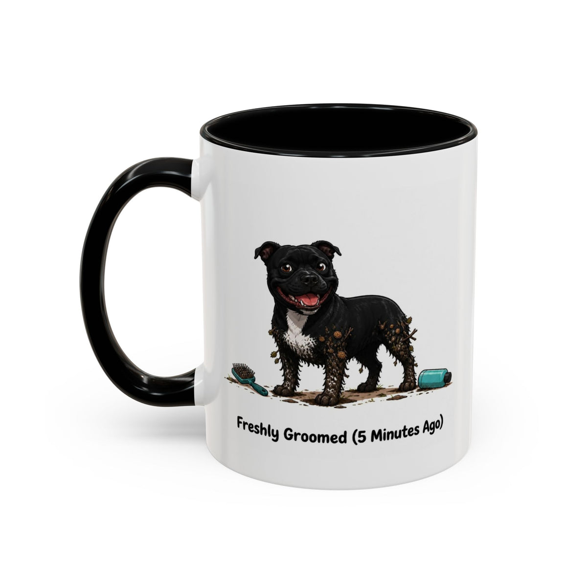 Freshly Groomed Mug - Staffordshire Bull Terrier - Black