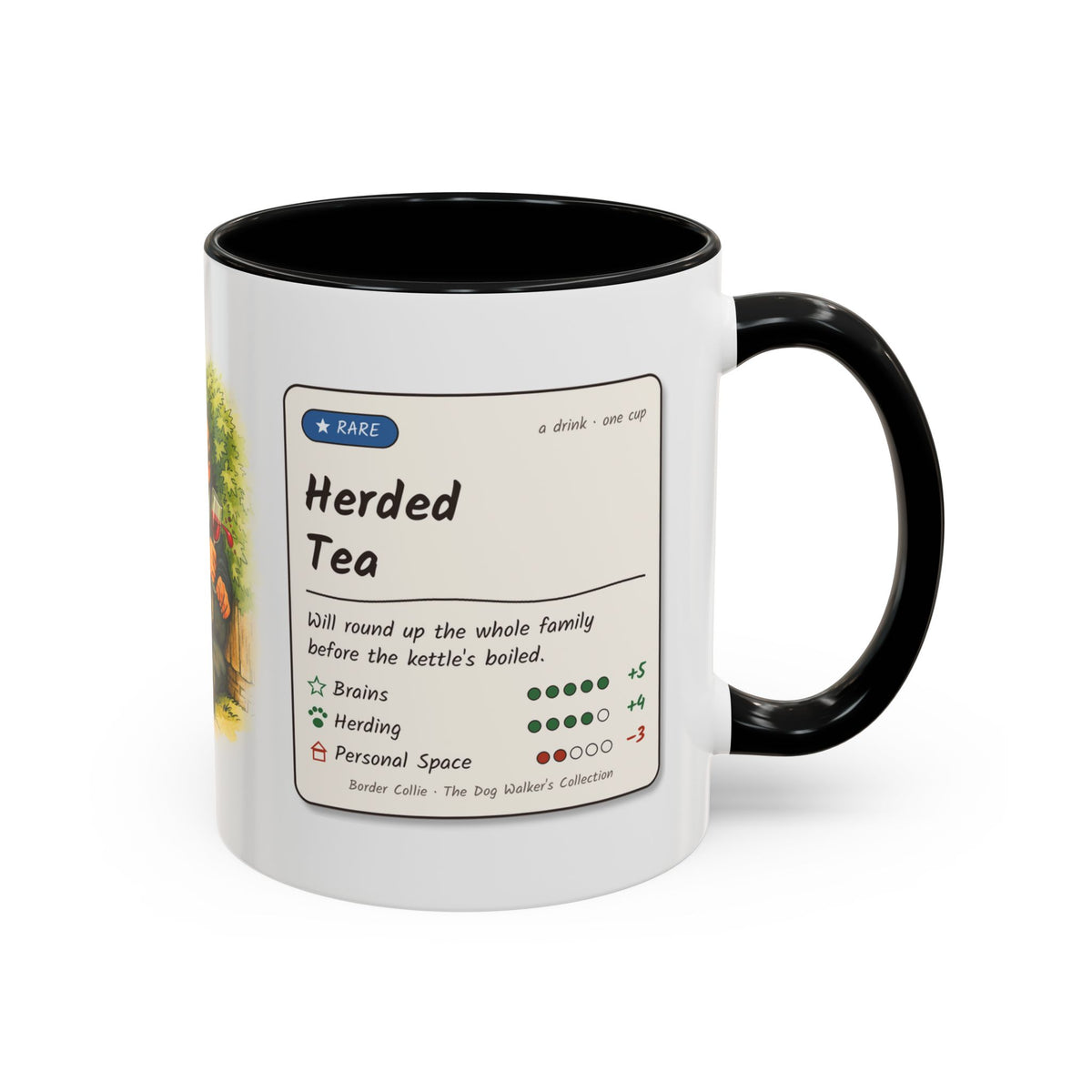 Funny Border Collie Mug - Herded Tea, Collie Herding the Family, Sheepdog Owner Gift, Dog Lover Tea Mug, 11oz