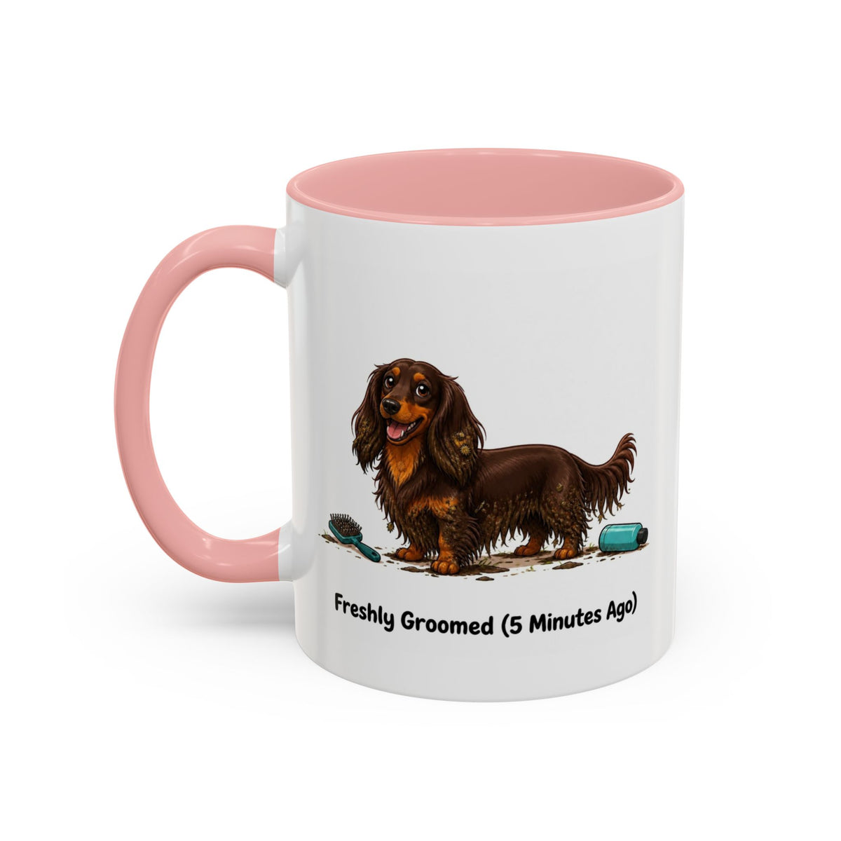 Freshly Groomed Mug - Mini Long Haired Dachshund - Chocolate & Tan