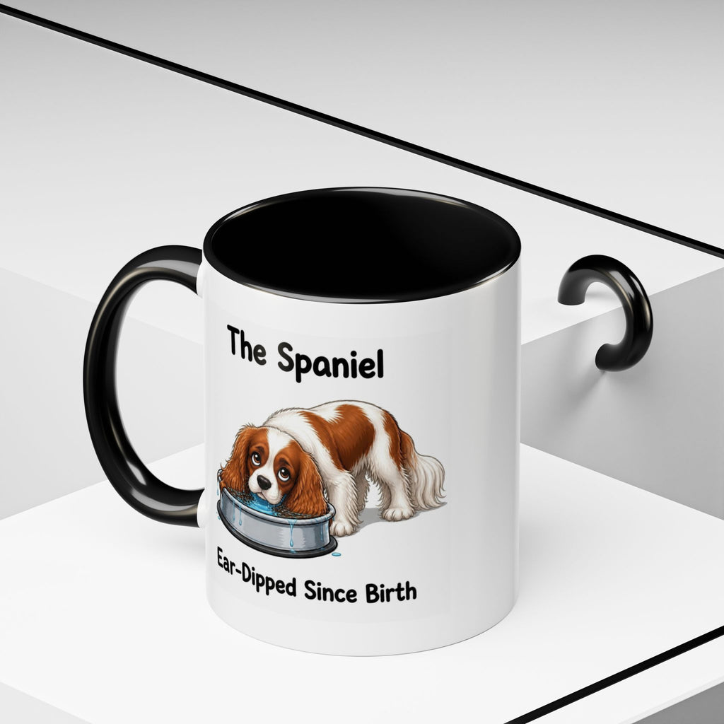 Funny Blenheim Cavalier King Charles Spaniel Mug - The Spaniel, Ear-Dipped Since Birth, Spaniel Owner Gift, Dog Lover Coffee Mug, 11oz