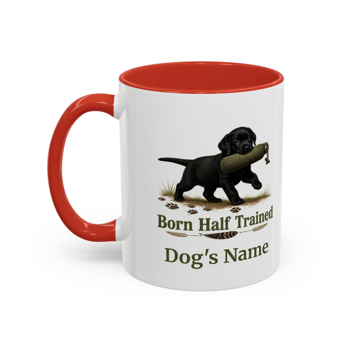 Personalised Black Labrador Puppy Mug - Born Half Trained - Custom Dog Name, Training Dummy Gun Dog Gift, 11oz