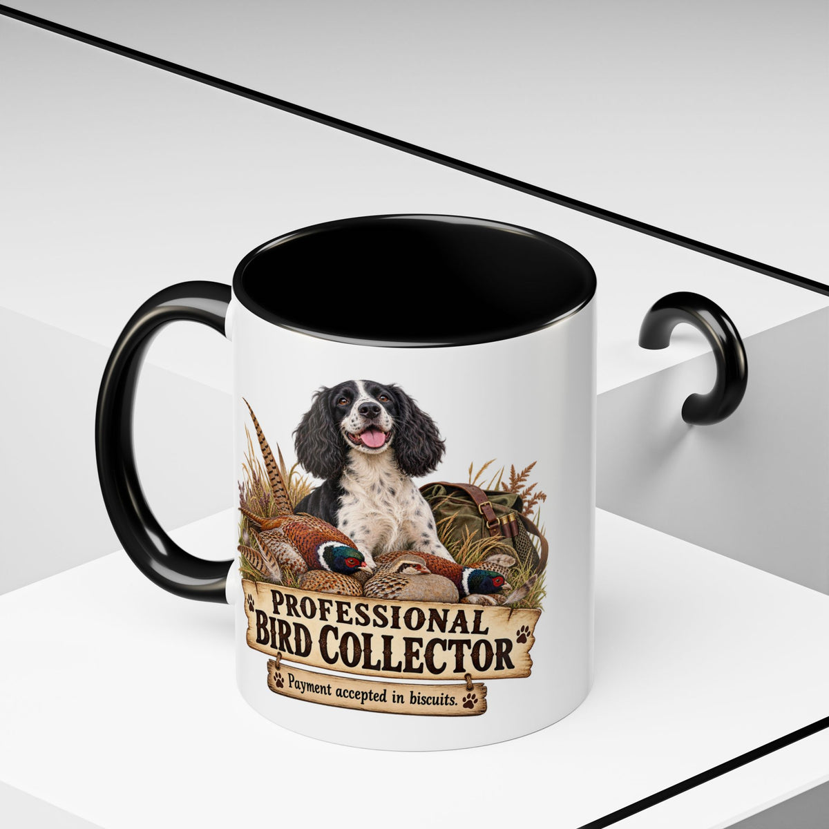 Funny Black and White Springer Spaniel Mug - Professional Bird Collector, Gundog Owner Gift, Shooting Dog Lover Coffee Mug, 11oz