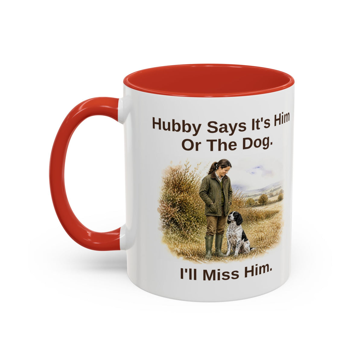 Hubby Says Mug - Springer Spaniel - Black & White - Brunette
