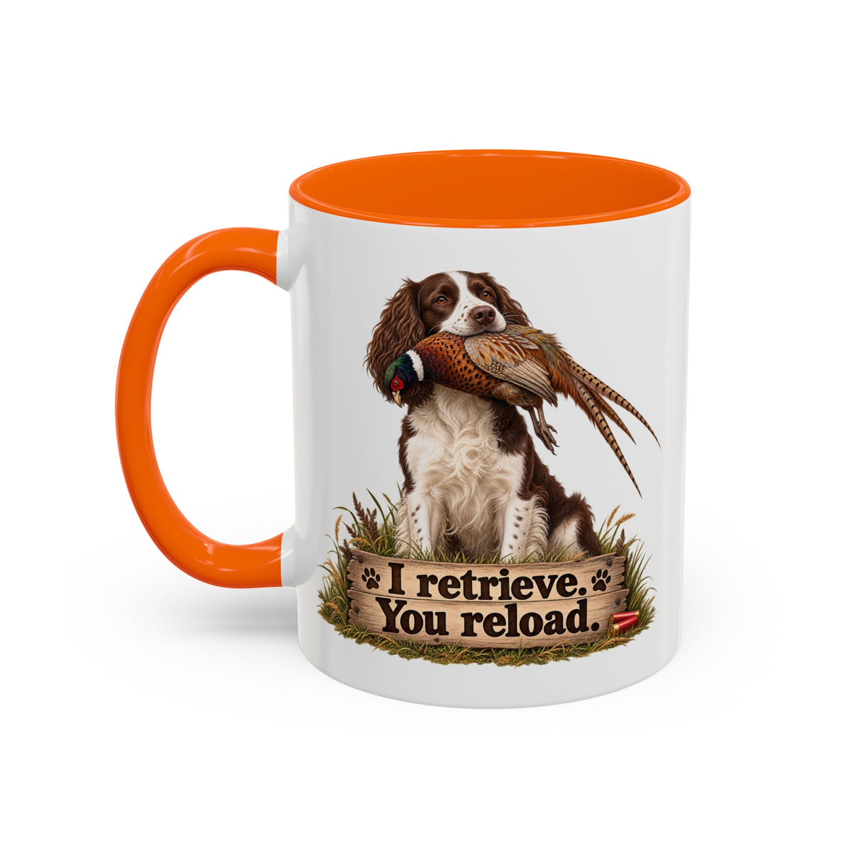 Funny Liver and White Springer Spaniel Mug - I Retrieve You Reload, Gundog Owner Gift, Shooting Dog Lover Coffee Mug, 11oz