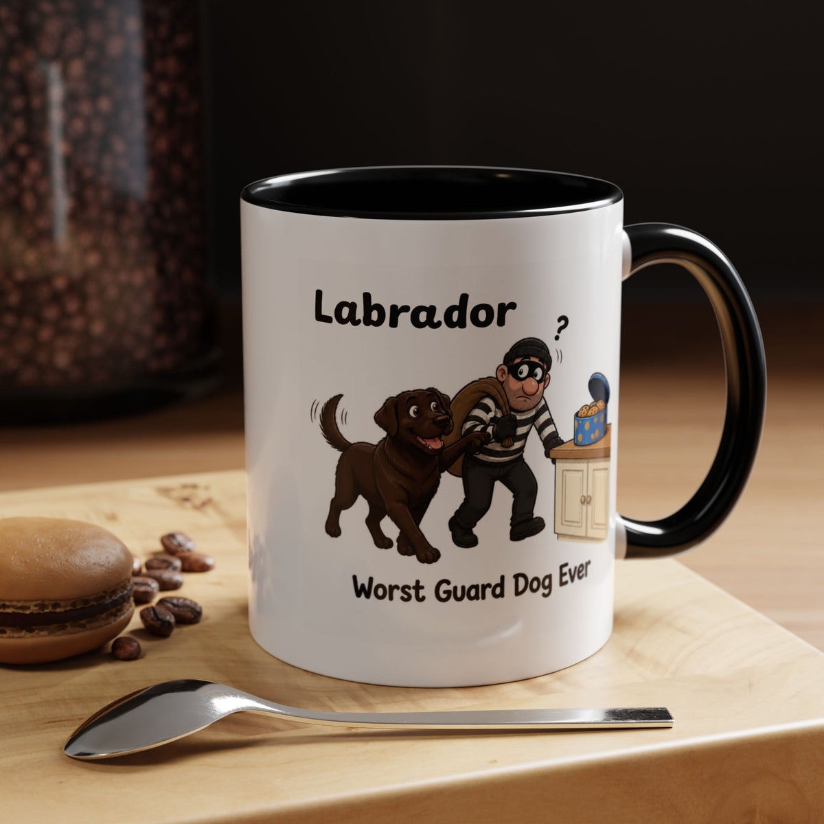 Personalised Chocolate Labrador Mug - Worst Guard Dog Ever - Custom Dog Name, Funny Lab Gift, 11oz