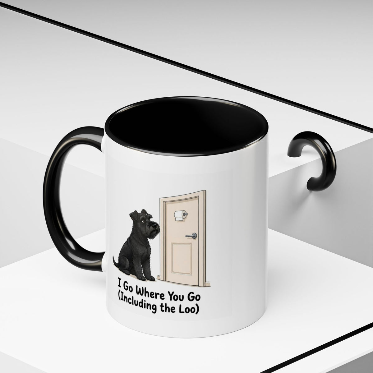 I Go Where You Go Mug - Miniature Schnauzer - Black