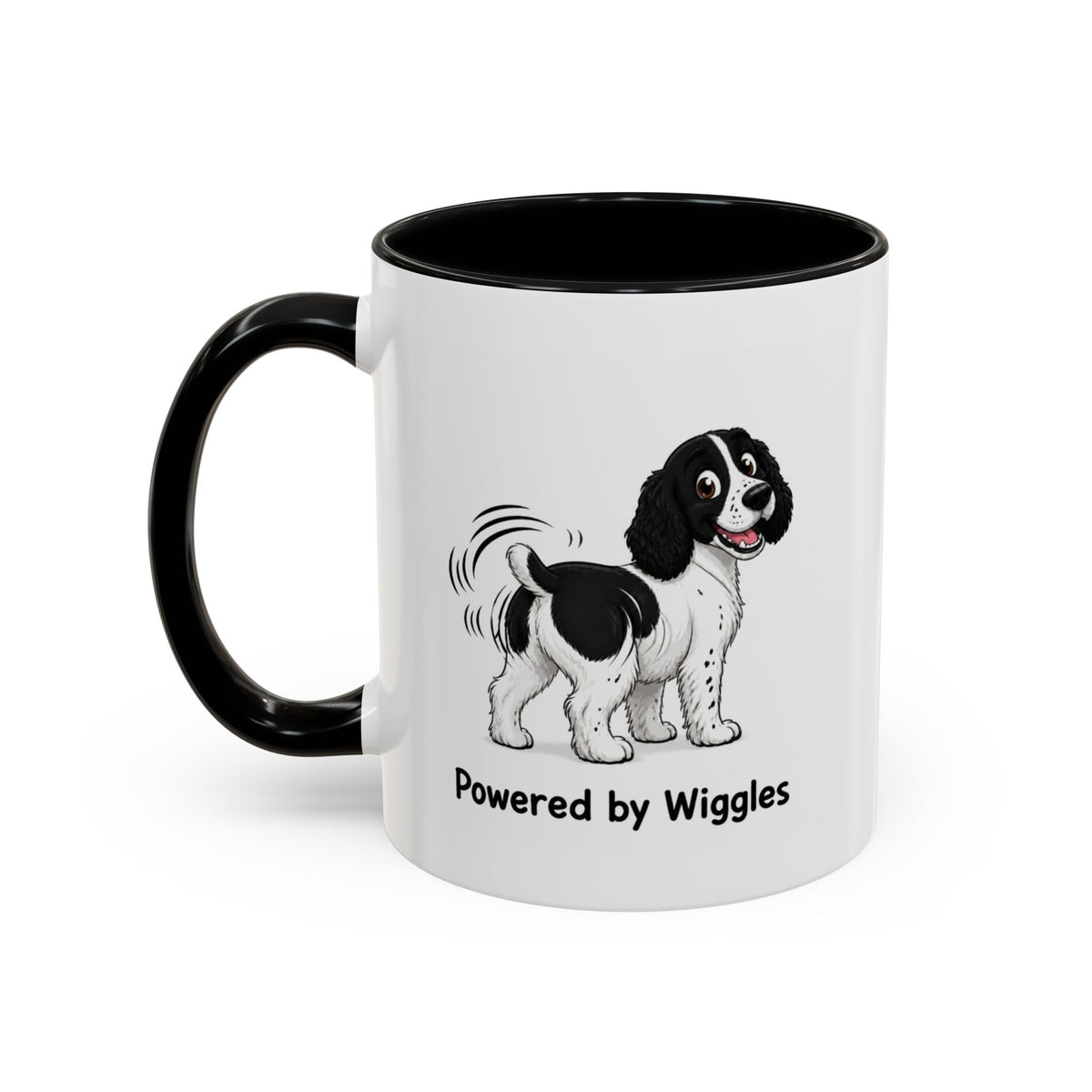 Powered by Wiggles Mug - Springer Spaniel - Black & White