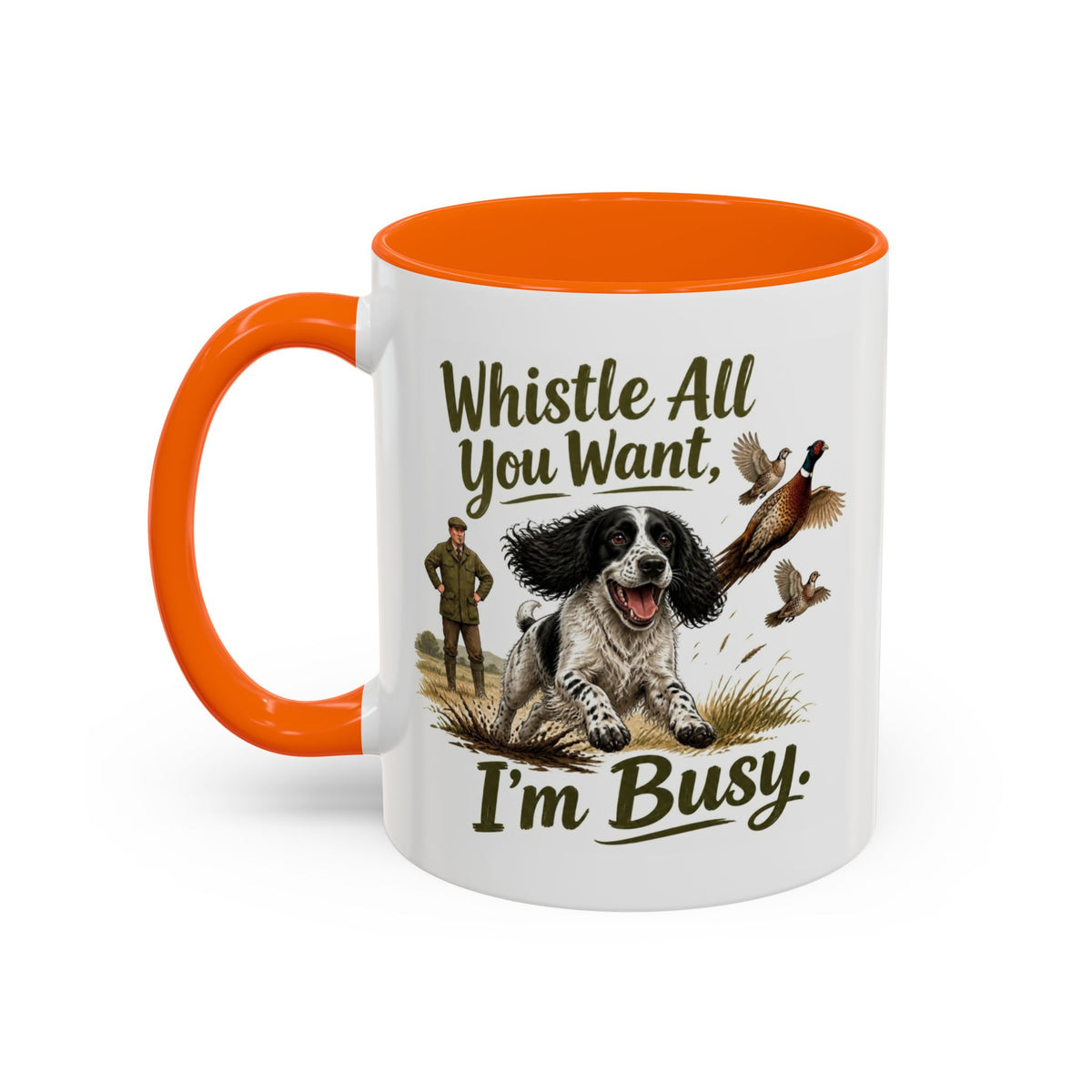 Funny Black and White Springer Spaniel Mug - Whistle All You Want I'm Busy, Working Gun Dog Gift, Pheasant Shooting Mug, 11oz
