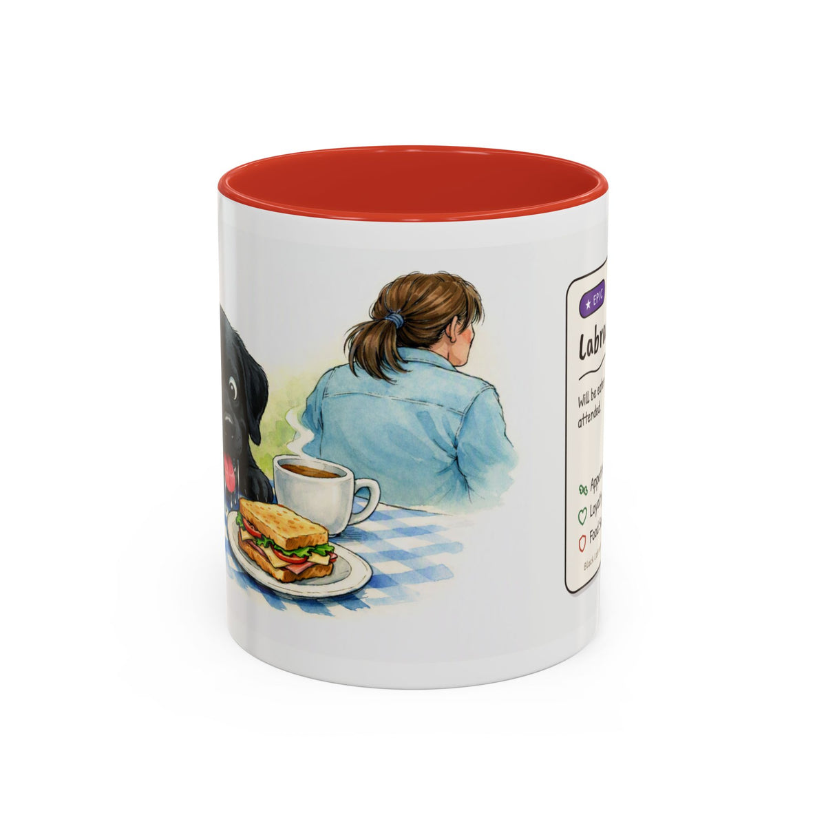 Funny black Labrador mug, food thief Lab – view 2