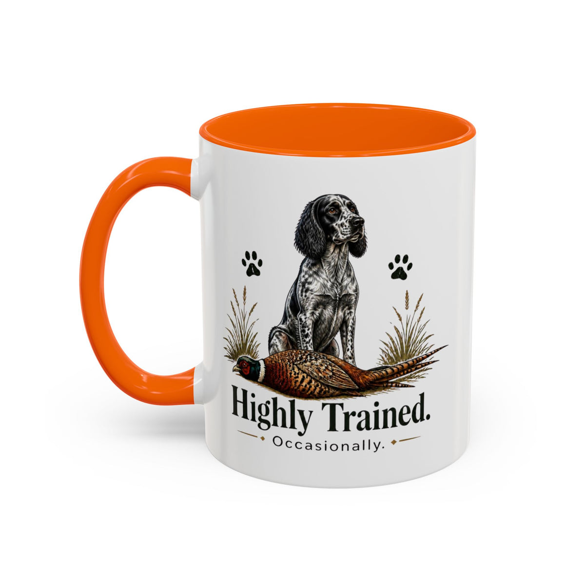 Funny Blue Roan Cocker Spaniel Mug - Highly Trained Occasionally, Gundog Owner Gift, Shooting Dog Lover Coffee Mug, 11oz