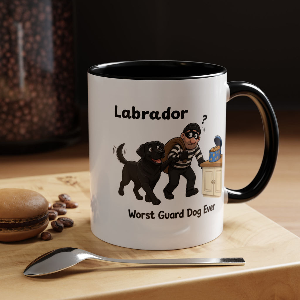 Personalised Black Labrador Mug - Worst Guard Dog Ever - Custom Dog Name, Funny Lab Gift, 11oz