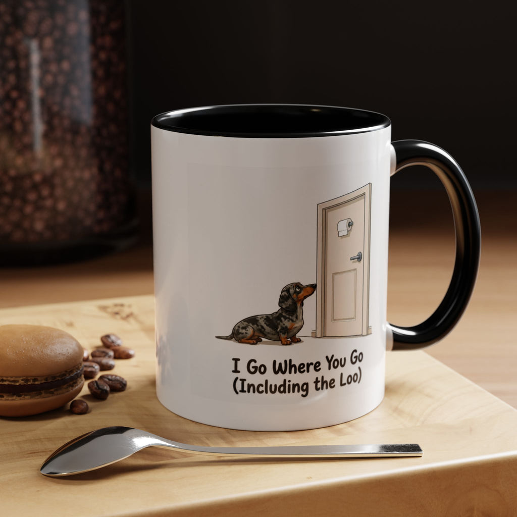 I Go Where You Go Mug - Mini Smooth Dachshund - Dapple