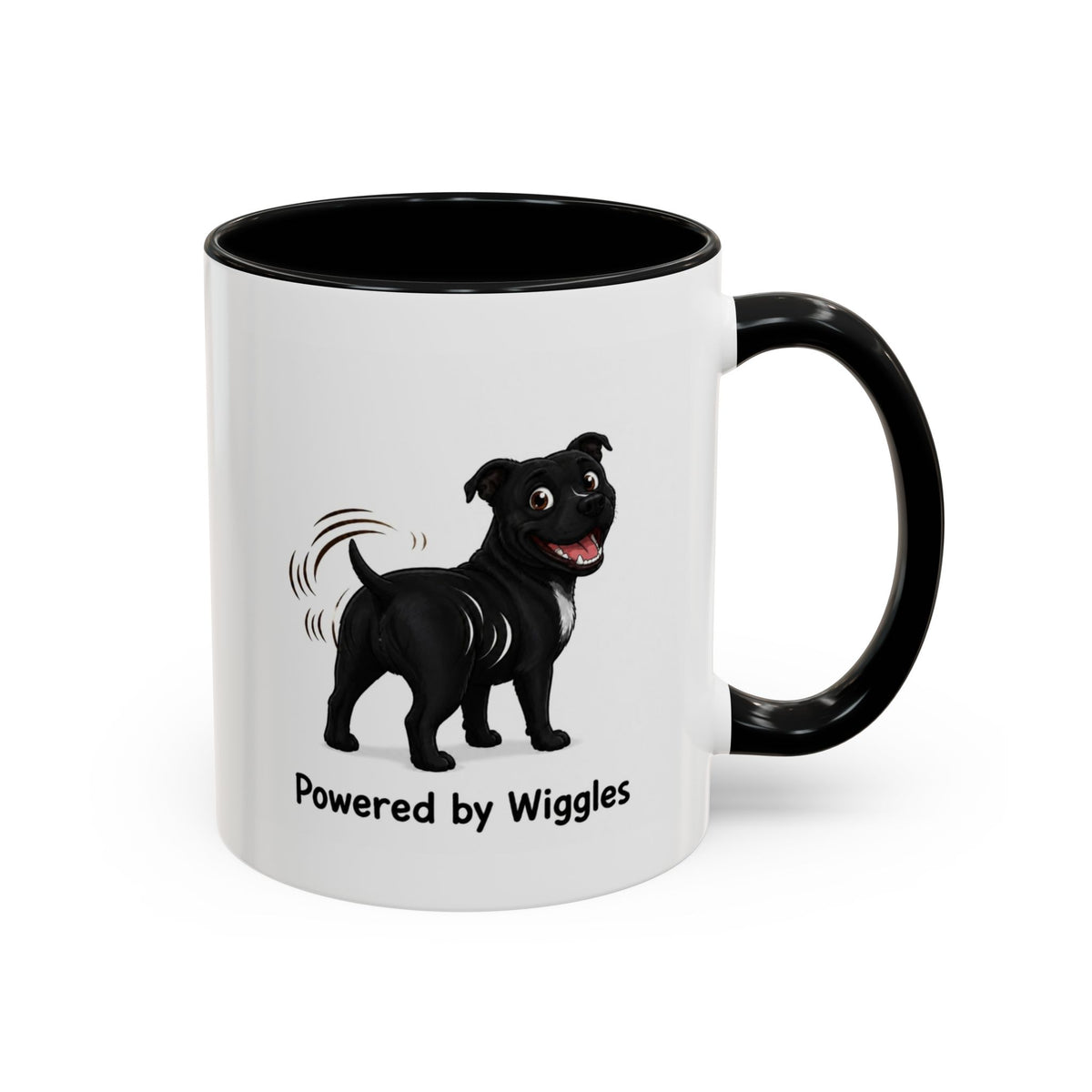 Powered by Wiggles Mug - Staffordshire Bull Terrier - Black