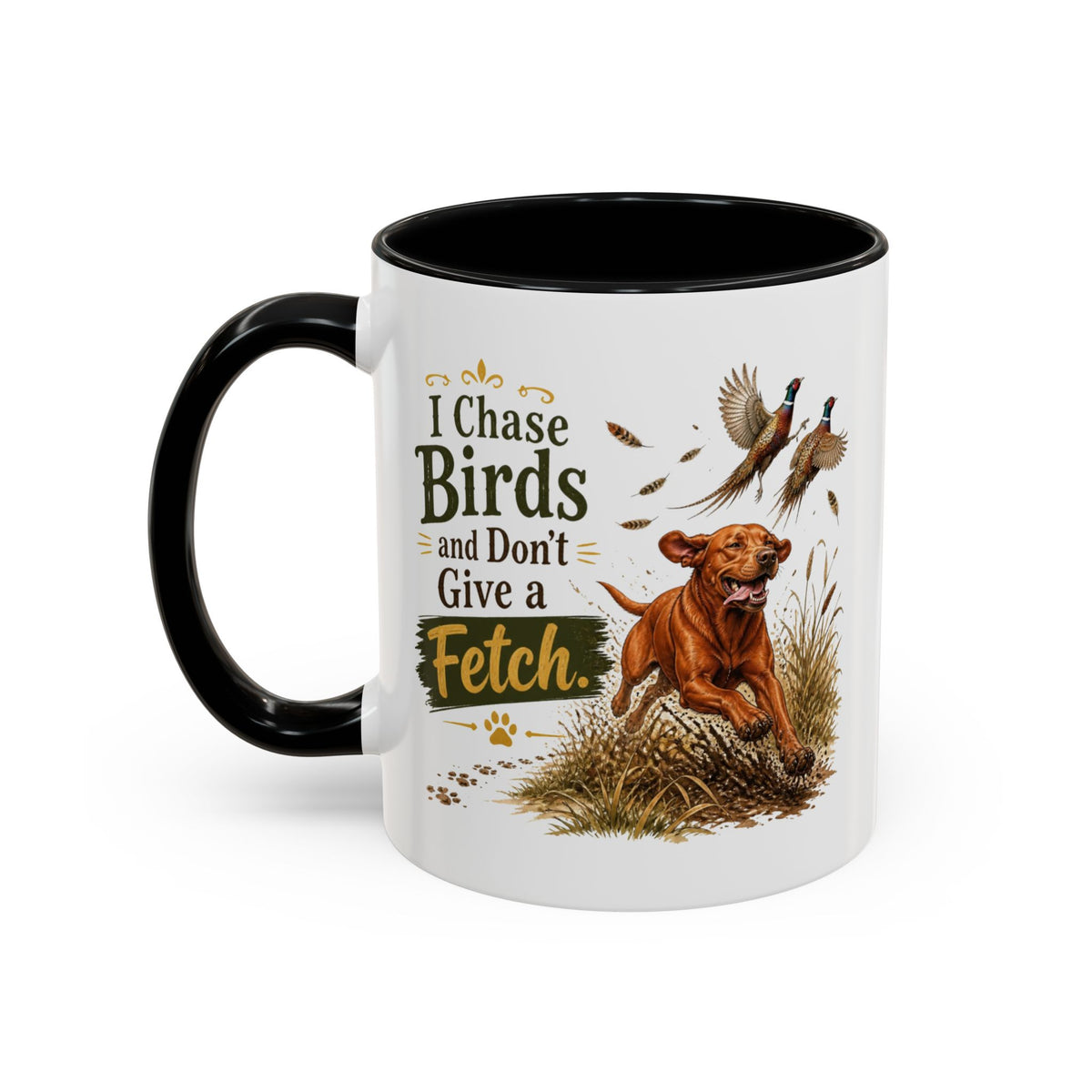Funny Fox Red Labrador Mug - I Chase Birds and Don't Give a Fetch, Working Gun Dog Gift, Pheasant Shooting Mug, 11oz