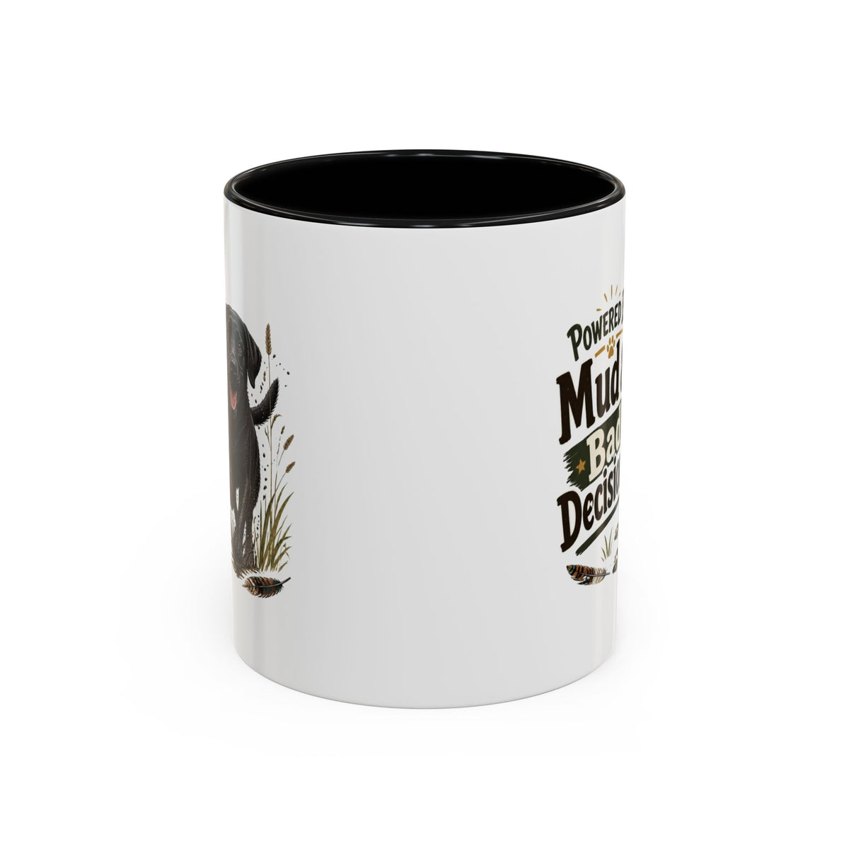Funny Black Labrador Mug - Powered By Mud & Bad Decisions, Muddy Dog Owner Gift, Gundog Lover Coffee Mug, 11oz